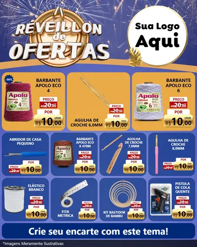 Modelo de Rede Social para Feed Instagram com o tema Réveillon de Ofertas para Armarinho e Aviamentos