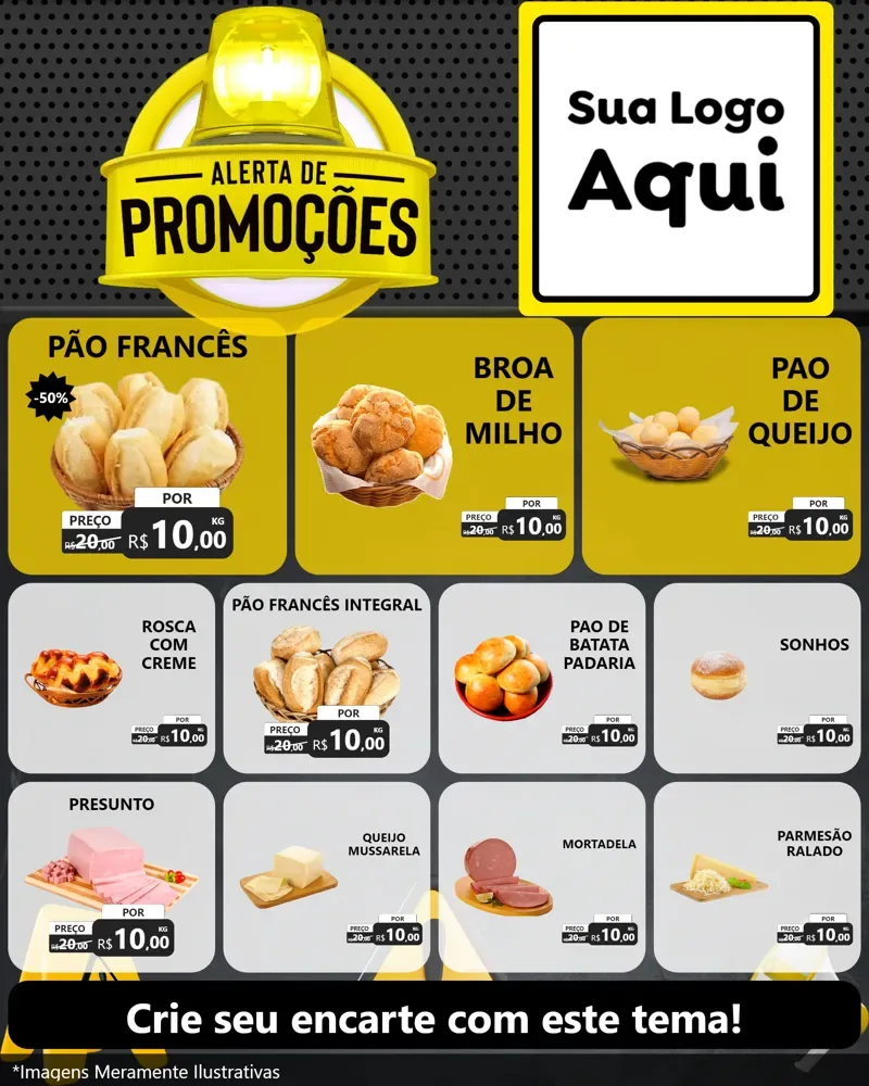 Modelo de Rede Social para Feed Instagram com o tema Alerta de Promoções para Padaria
