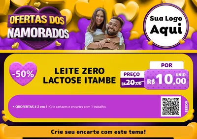 Modelo de Cartaz para Cartaz A4 Horizontal com o tema Oferta Dos Namorados para Frios e Laticínios