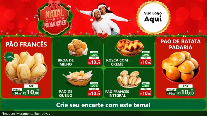 Modelo de TV para TV Horizontal com o tema Natal de Promoções para Padaria