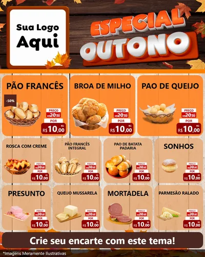 Modelo de Rede Social para Feed Instagram com o tema Especial Outono para Padaria