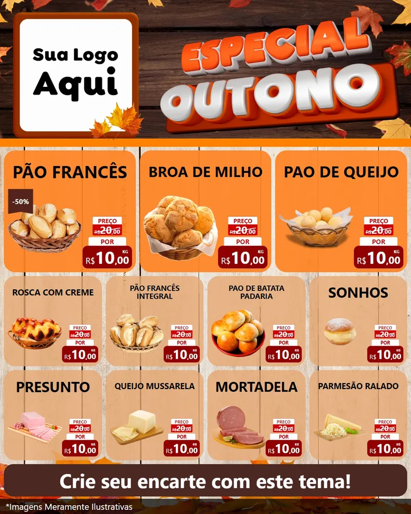 Modelo de Rede Social para Feed Instagram com o tema Especial Outono para Padaria