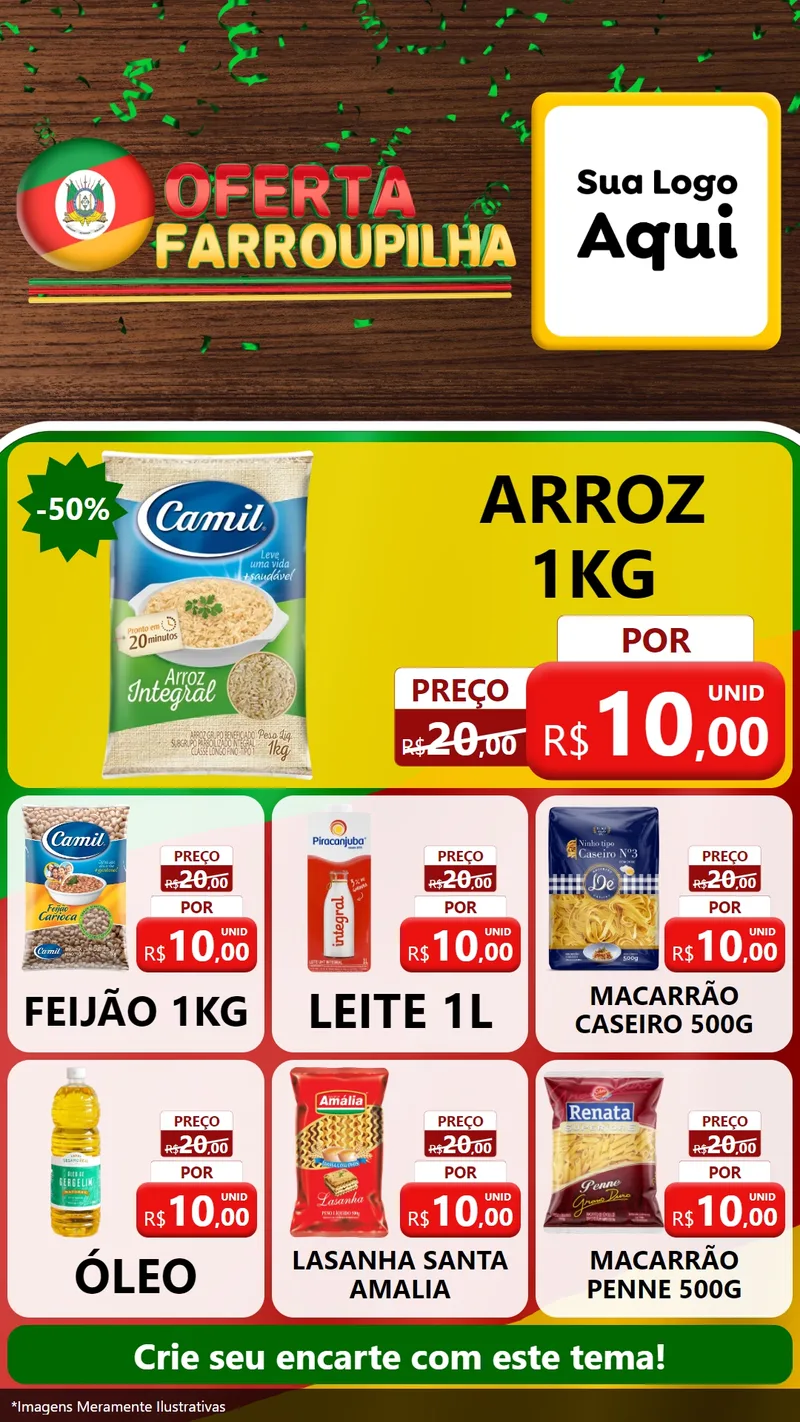 Modelo de Rede Social para Stories com o tema Oferta Farroupilha para Supermercado