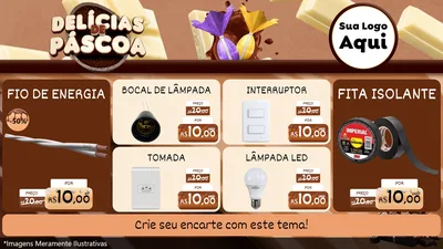 Modelo de TV para TV Horizontal com o tema Delícias de Páscoa para Materiais Elétricos