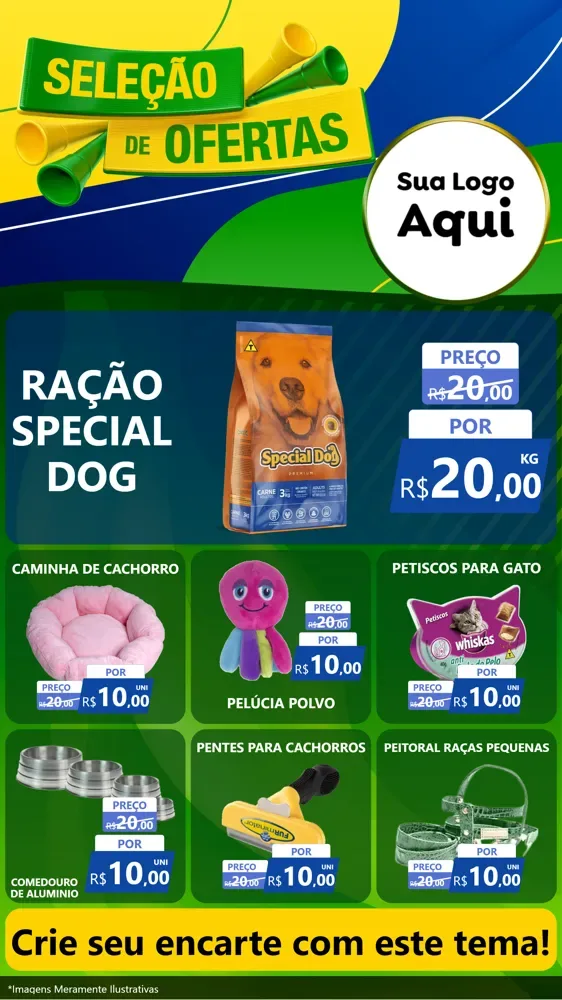Modelo de Rede Social para Stories com o tema Seleção de Ofertas - Copa para Pet Shop
