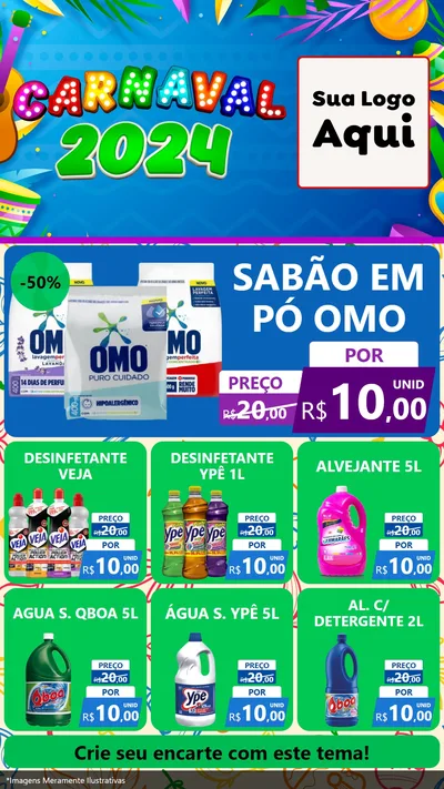 Modelo de Rede Social para Stories com o tema Carnaval 2027 para Produtos de Limpeza