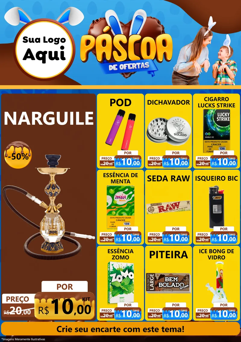 Modelo de Encarte para Encarte A4 Vertical com o tema Páscoa de Ofertas para Tabacaria