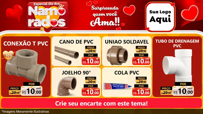 Modelo de TV para TV Horizontal com o tema Especial Dia dos Namorados para Tubos e conexões