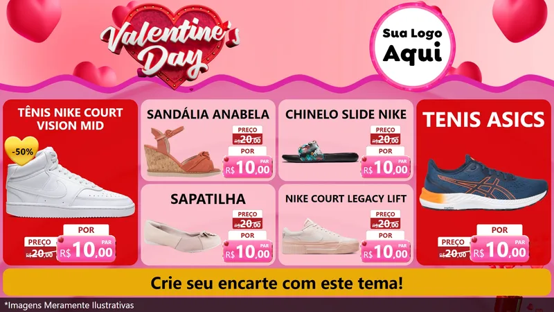 Modelo de TV para TV Horizontal com o tema Valentine's Day para Calçados