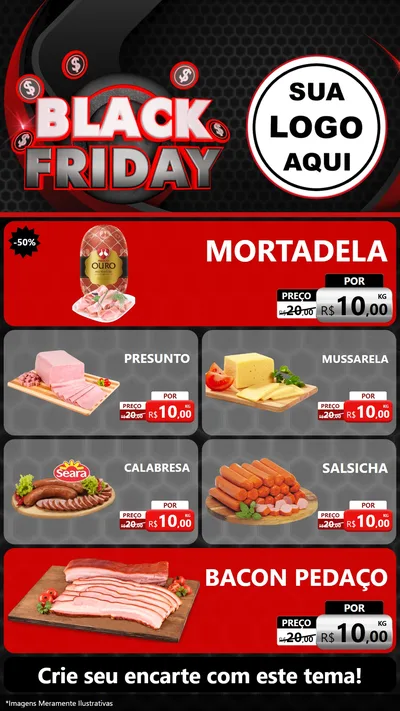Modelo de TV para TV Vertical com o tema Black Friday para Frios e Laticínios