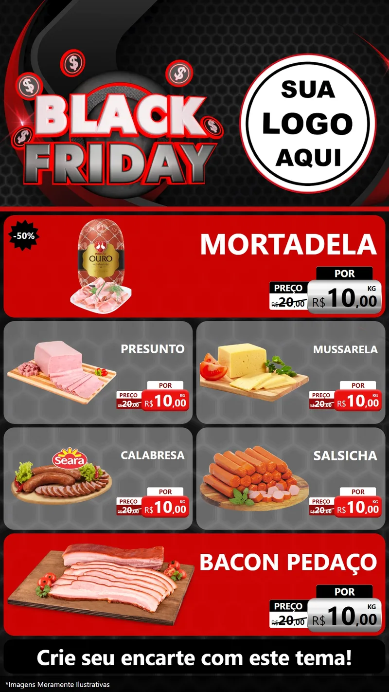 Modelo de TV para TV Vertical com o tema Black Friday para Frios e Laticínios