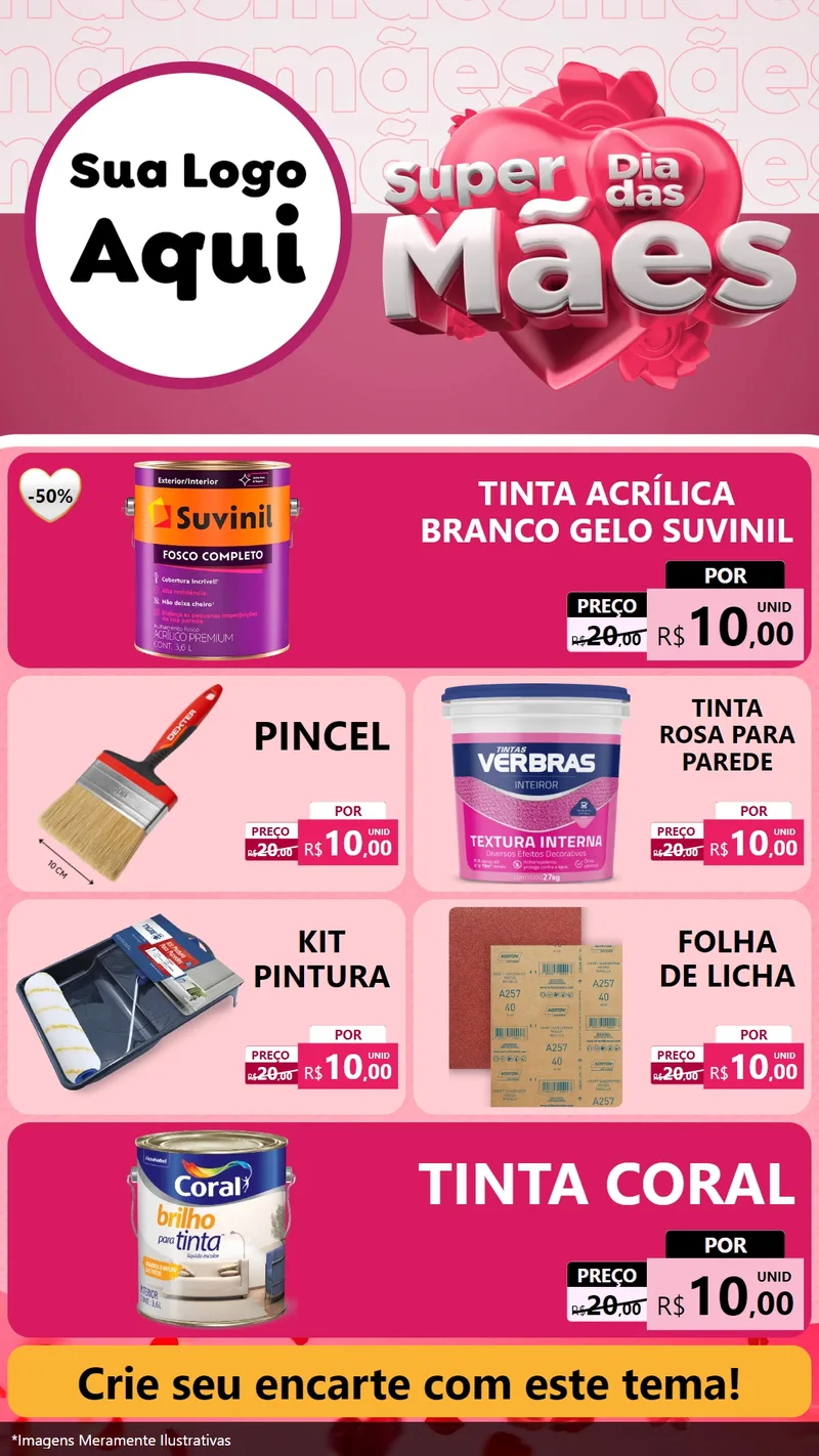 Modelo de TV para TV Vertical com o tema Super Dia Das Mães para Tintas e Ferramentas
