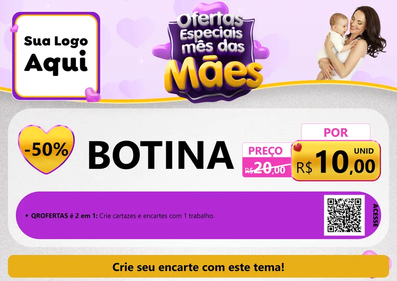 Modelo de Cartaz para Cartaz A4 Horizontal com o tema Ofertas Especiais - Mês das Mães para Agropecuária