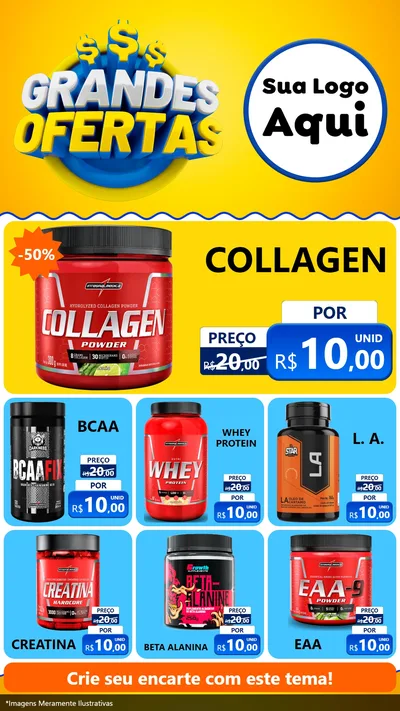 Modelo de Rede Social para Stories com o tema Grandes Ofertas para Suplementos alimentares