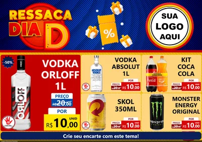 Modelo de Encarte para Encarte A4 Horizontal com o tema Ressaca Dia D para Distribuidora de bebidas