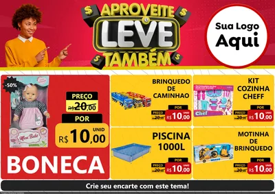 Modelo de Encarte para Encarte A4 Horizontal com o tema Aproveite e Leve Também para Brinquedos