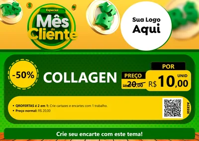 Modelo de Cartaz para Cartaz A4 Horizontal com o tema Especial Mês do Cliente para Suplementos alimentares