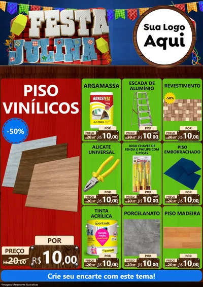 Modelo de Encarte para Encarte A4 Vertical com o tema Festa Julina para Material para Construção