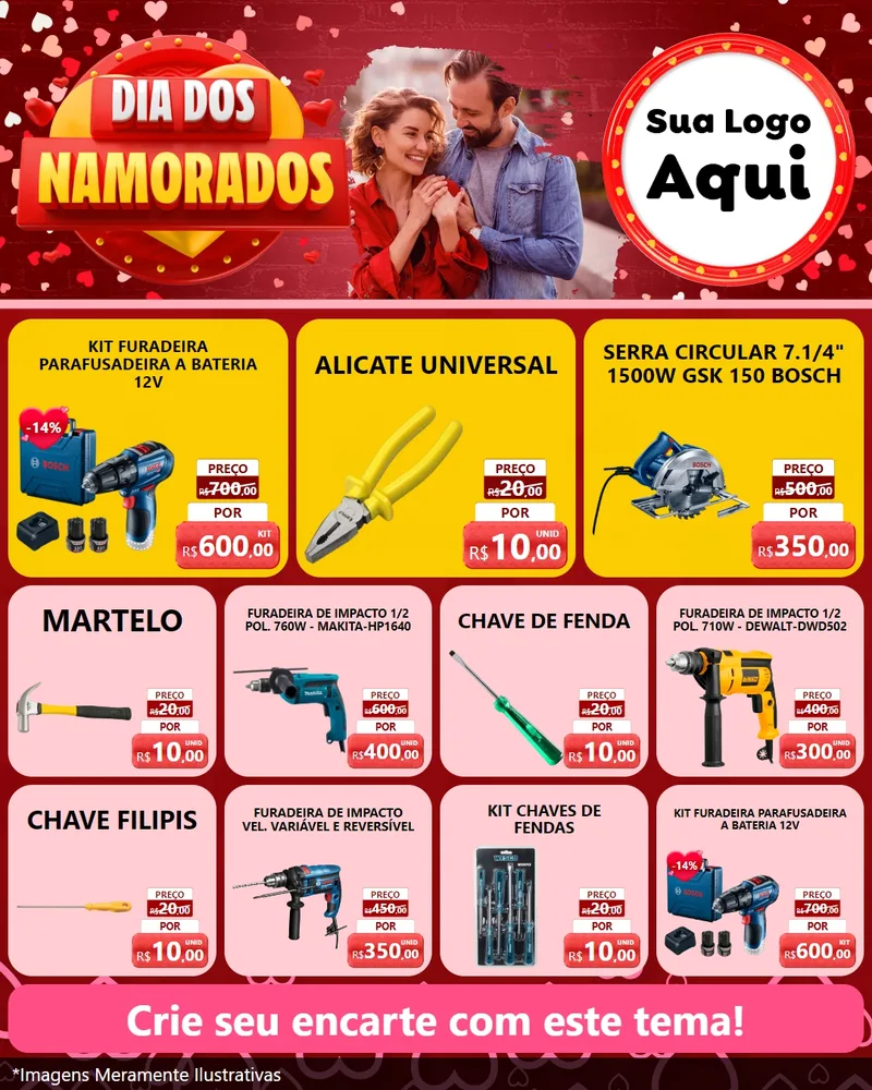 Modelo de Rede Social para Feed Instagram com o tema Dia Dos Namorados para Maquinas e Ferramentas