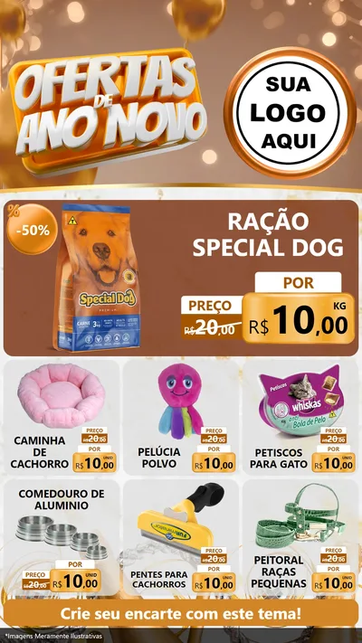Modelo de Rede Social para Stories com o tema Ofertas de Ano Novo para Pet Shop