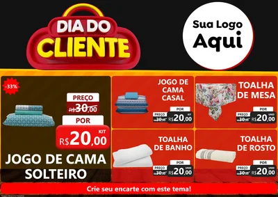 Modelo de Encarte para Encarte A4 Horizontal com o tema Dia do Cliente para Cama, Mesa e Banho