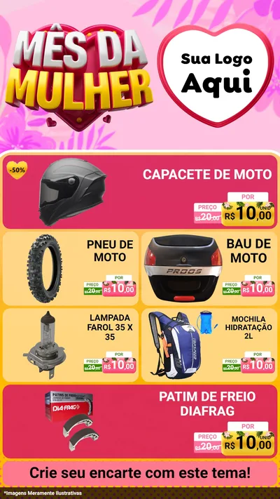 Modelo de TV para TV Vertical com o tema Mês da Mulher para Moto peças