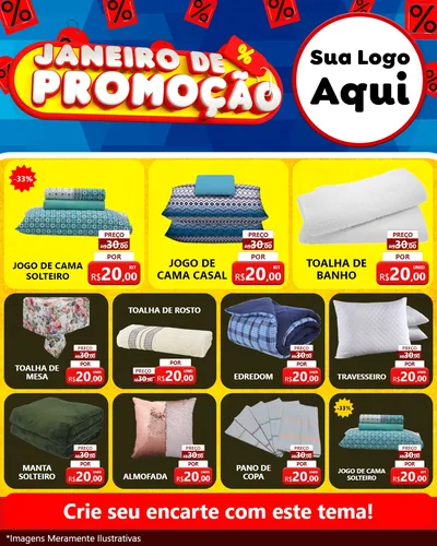Modelo de Rede Social para Feed Instagram com o tema Janeiro de Promoção para Cama, Mesa e Banho
