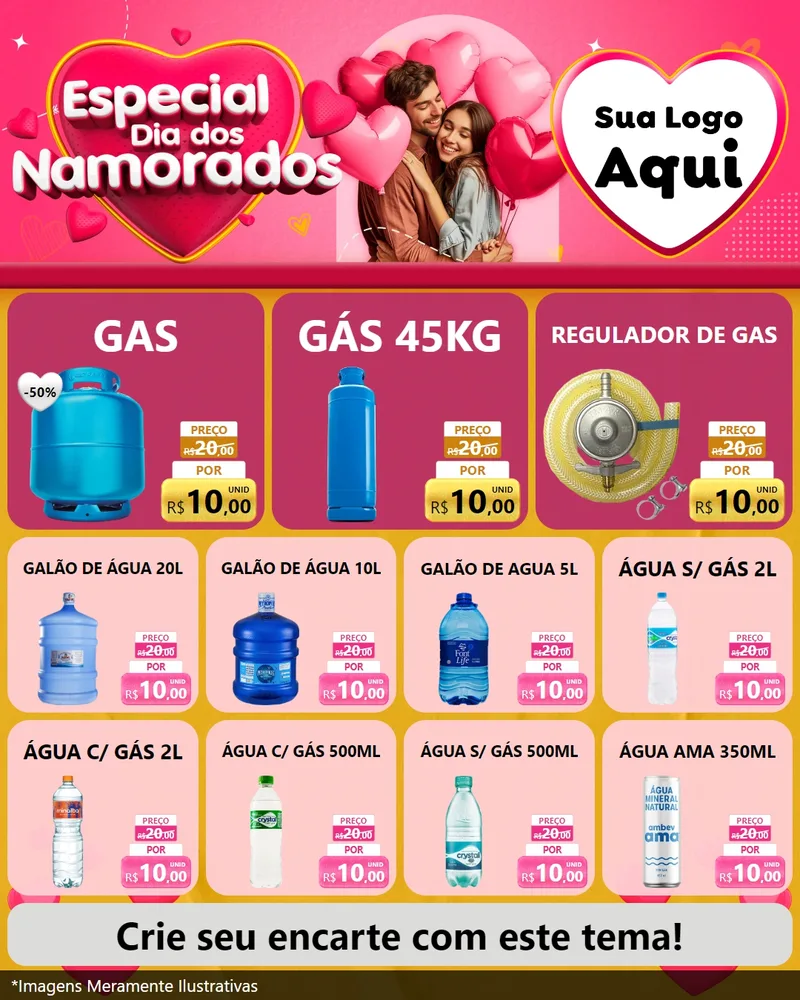 Modelo de Rede Social para Feed Instagram com o tema Especial Dia dos Namorados para Água e gás