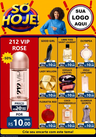 Modelo de Encarte para Encarte A4 Vertical com o tema Só Hoje! para Perfumes