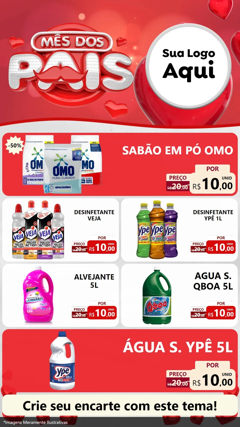 Modelo de TV para TV Vertical com o tema Mês dos Pais para Produtos de Limpeza