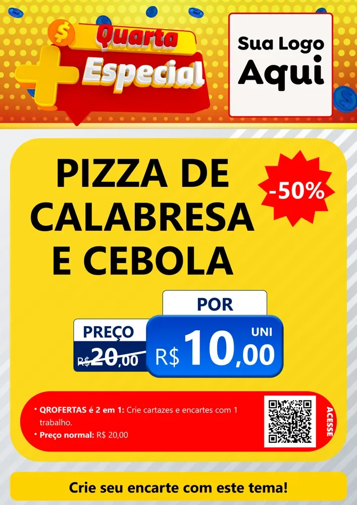 Modelo de Cartaz para Cartaz A4 Vertical com o tema Quarta Mais Especial para Pizzaria