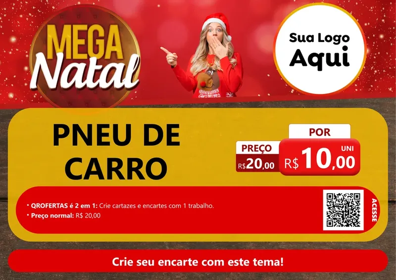 Modelo de Cartaz para Cartaz A4 Horizontal com o tema Mega Natal para Auto peças