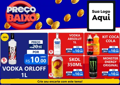 Modelo de Encarte para Encarte A4 Horizontal com o tema Preço Baixo para Distribuidora de bebidas