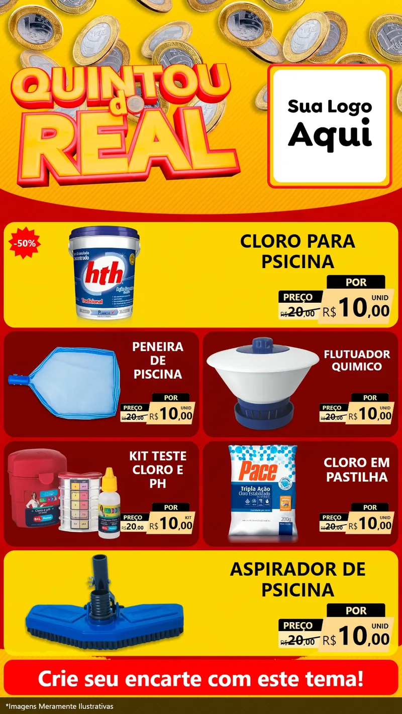 Modelo de TV para TV Vertical com o tema Quintou do Real para Produtos para Piscina