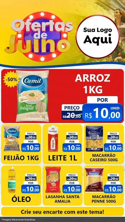 Modelo de Rede Social para Stories com o tema Ofertas de Julho para Supermercado