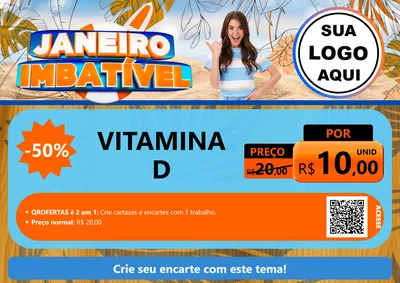 Modelo de Cartaz para Cartaz A4 Horizontal com o tema Janeiro Imbatível para Farmácia