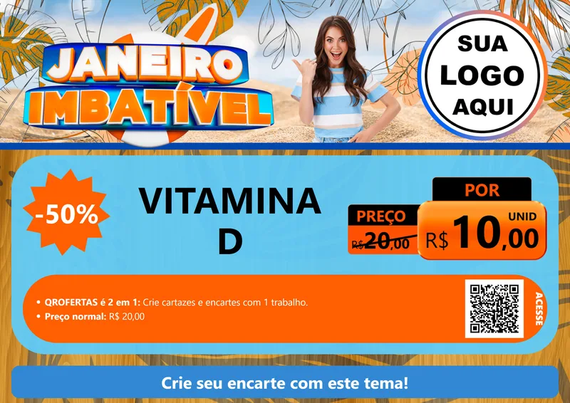 Modelo de Cartaz para Cartaz A4 Horizontal com o tema Janeiro Imbatível para Farmácia