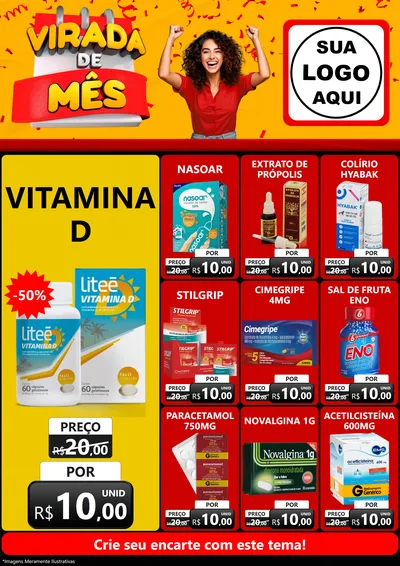 Modelo de Encarte para Encarte A4 Vertical com o tema Virada de Mês para Farmácia