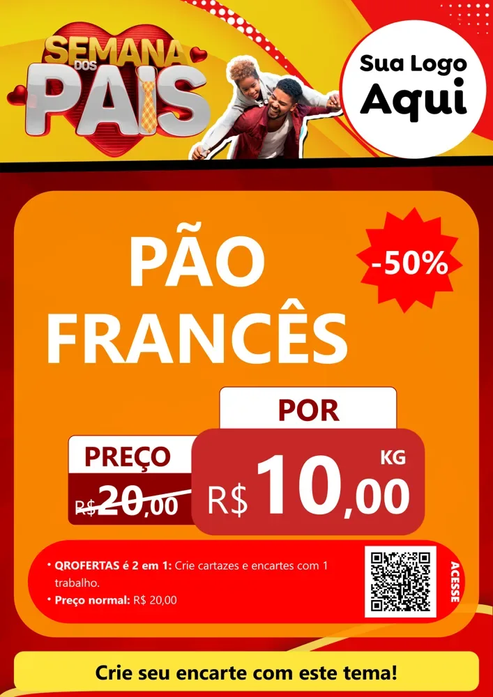 Modelo de Cartaz para Cartaz A4 Vertical com o tema Semana Dos Pais para Padaria