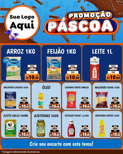 Modelo de Rede Social para Feed Instagram com o tema Promoção Páscoa para Supermercado