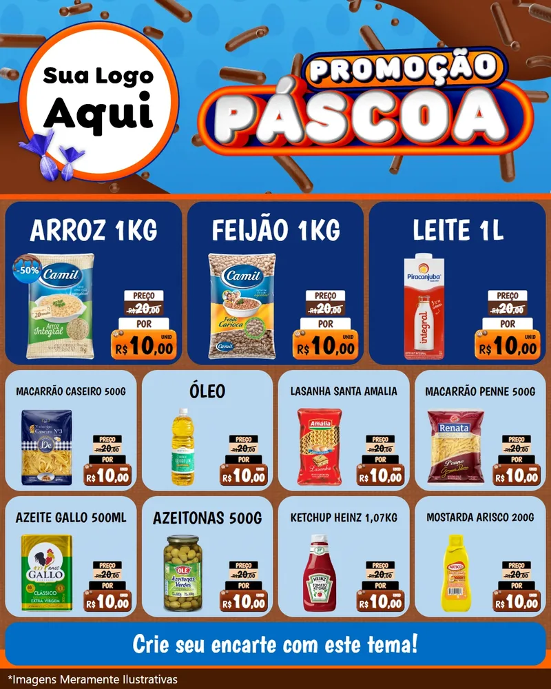 Modelo de Rede Social para Feed Instagram com o tema Promoção Páscoa para Supermercado