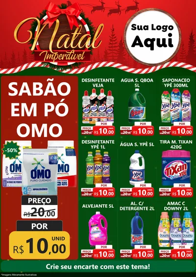 Modelo de Encarte para Encarte A4 Vertical com o tema Natal Imperdível para Produtos de Limpeza