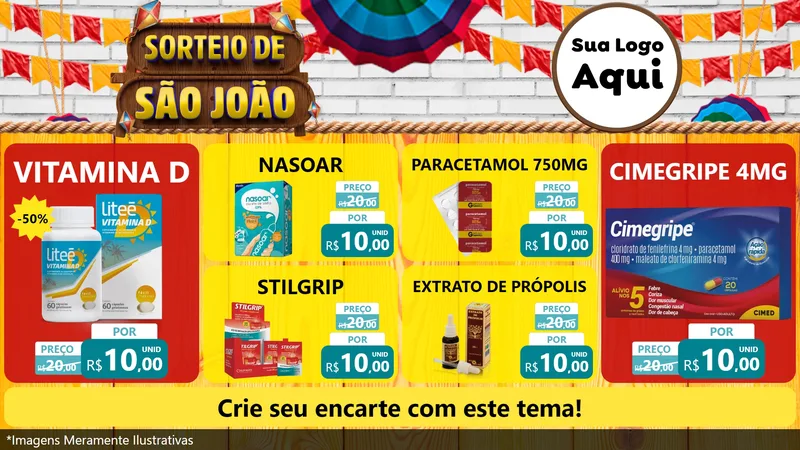 Modelo de TV para TV Horizontal com o tema Sorteio de São João para Farmácia