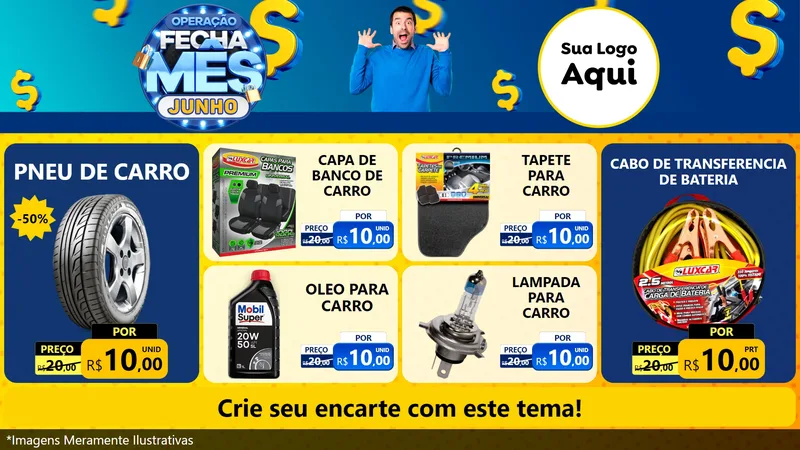 Modelo de TV para TV Horizontal com o tema Operação Fecha Mês, Junho para Auto peças