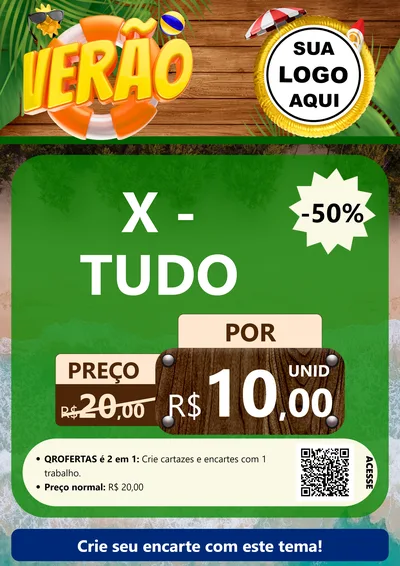 Modelo de Cartaz para Cartaz A4 Vertical com o tema Verão para Hamburgueria
