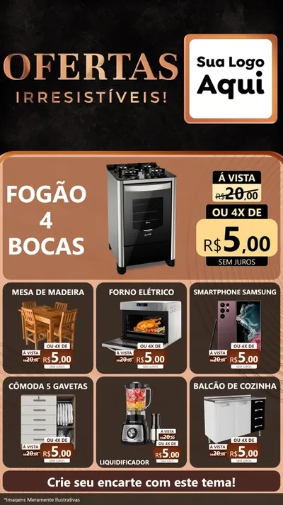 Modelo de Rede Social para Stories com o tema Ofertas Irresistíveis! para Móveis e Eletro