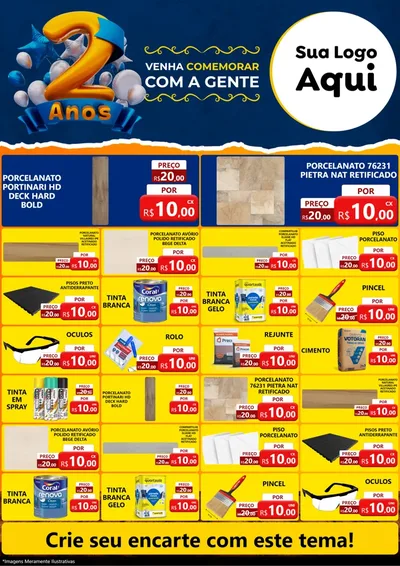 Modelo de Encarte para Encarte A4 Vertical com o tema Aniversário de 2 anos para Pisos e revestimentos
