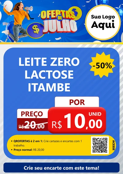 Modelo de Cartaz para Cartaz A4 Vertical com o tema Ofertas de Julho para Frios e Laticínios