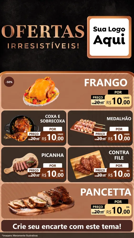 Modelo de TV para TV Vertical com o tema Ofertas Irresistíveis! para Assados