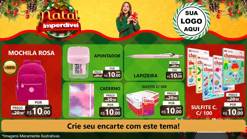 Modelo de TV para TV Horizontal com o tema Natal Imperdível para Papelaria